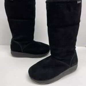 Sketchers Boots Womens size 10 Tone Ups Black Suede Faux Fur Winter Platform Sol